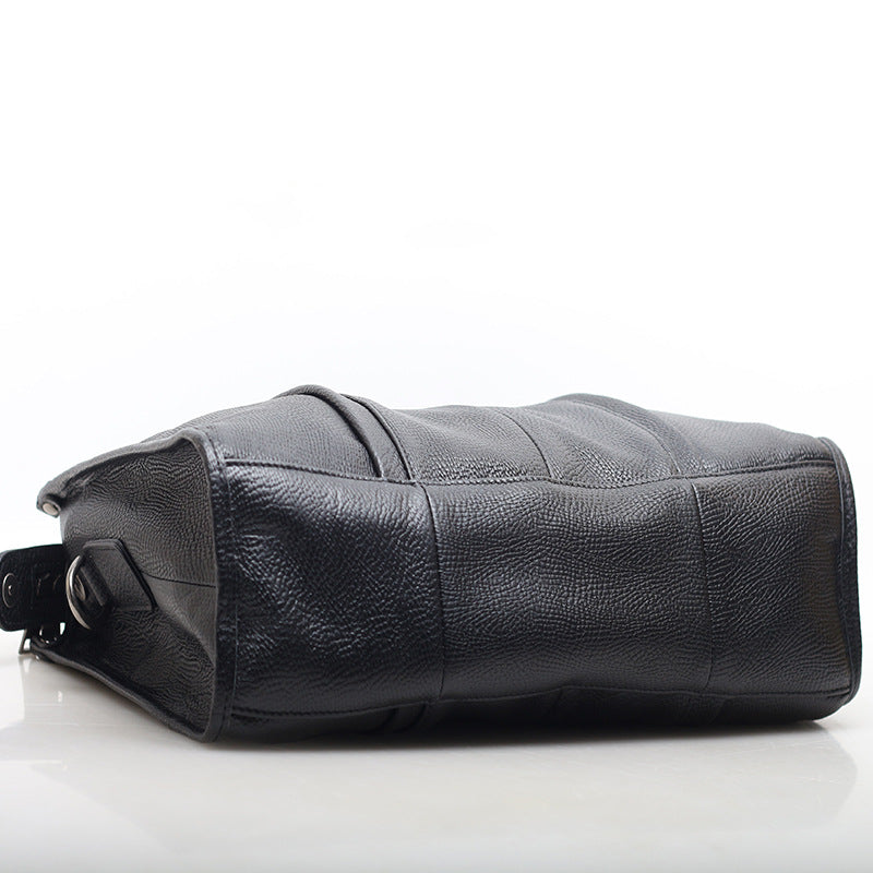 Black Leather Laptop Bag Messenger Shoulder Purse