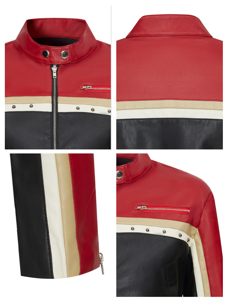 Cropped Faux Leather Biker Jacket for Women