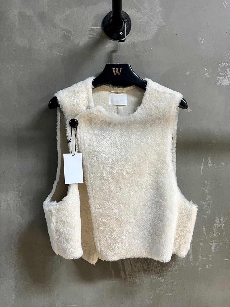 Women’s Merino Fur Vest Shearling Sleeveless Jacket Gray Winter Outerwear