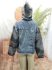 Oversized Hooded Patchwork Jean Jacket Western Aztec