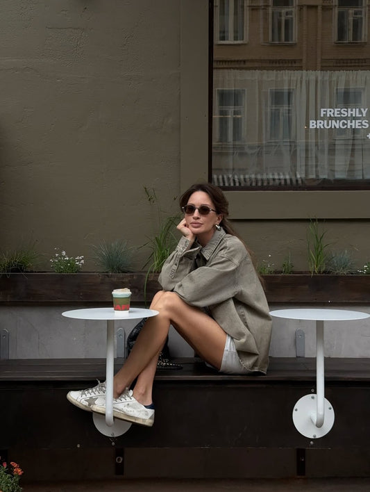 lightweight denim shirt long sleeves oversized womens