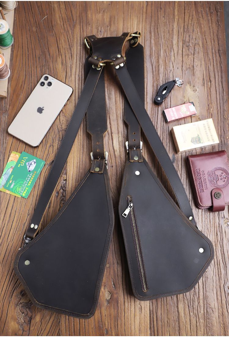 Men's Leather Shoulder Holster Bag Dual Chest Utility Design