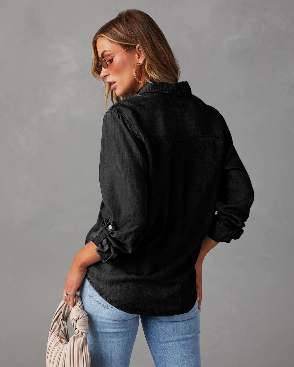 Lightweight Denim Shirt Women Long Sleeve