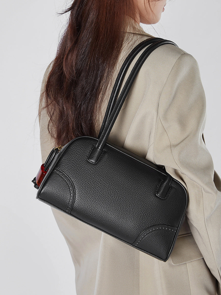 Women's Leather Shoulder Bag with Long Strap