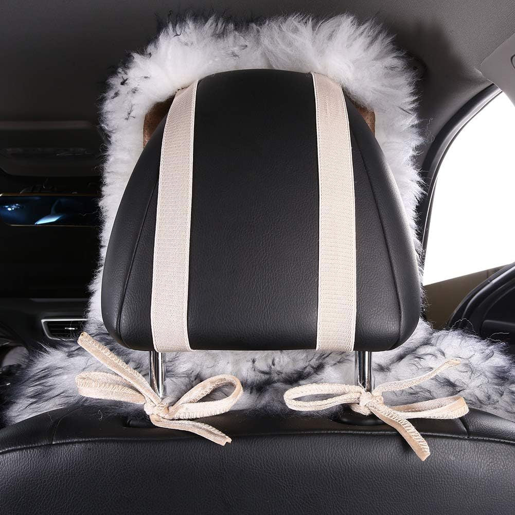 Long Hair Sheepskin Car Seat Cover with Plush Wool Backrest
