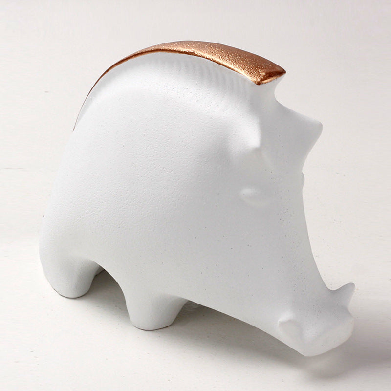 Modern Art Wild Boar Ornament Resin Sculpture for Home Décor