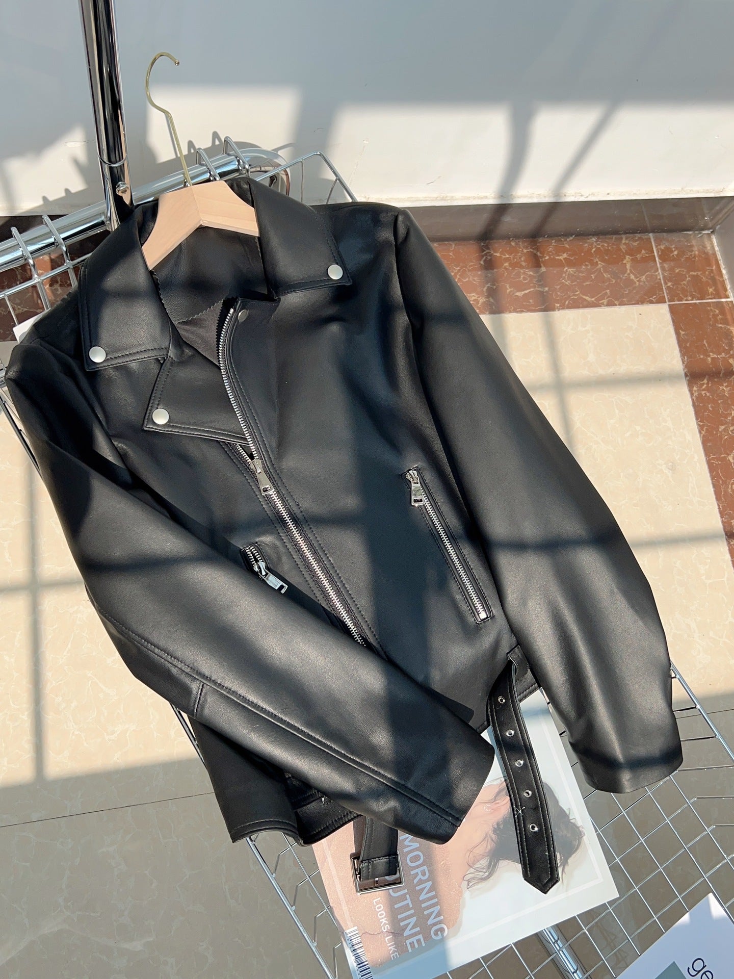 Women Black Leather Jacket Genuine Sheepskin Moto Bomber