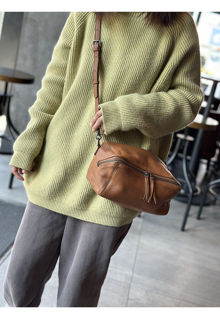 Genuine Leather Crossbody Toast Bag for Women