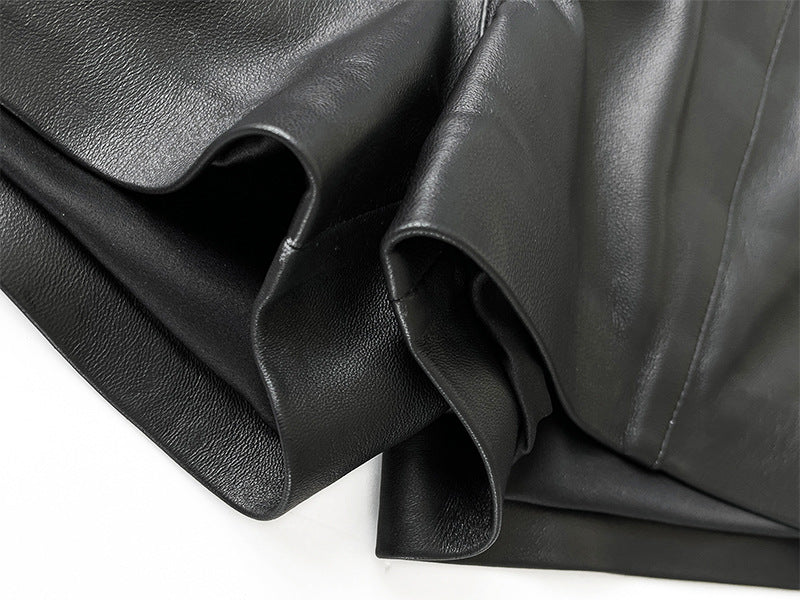 Women’s Leather High Waist Shorts Wide Leg