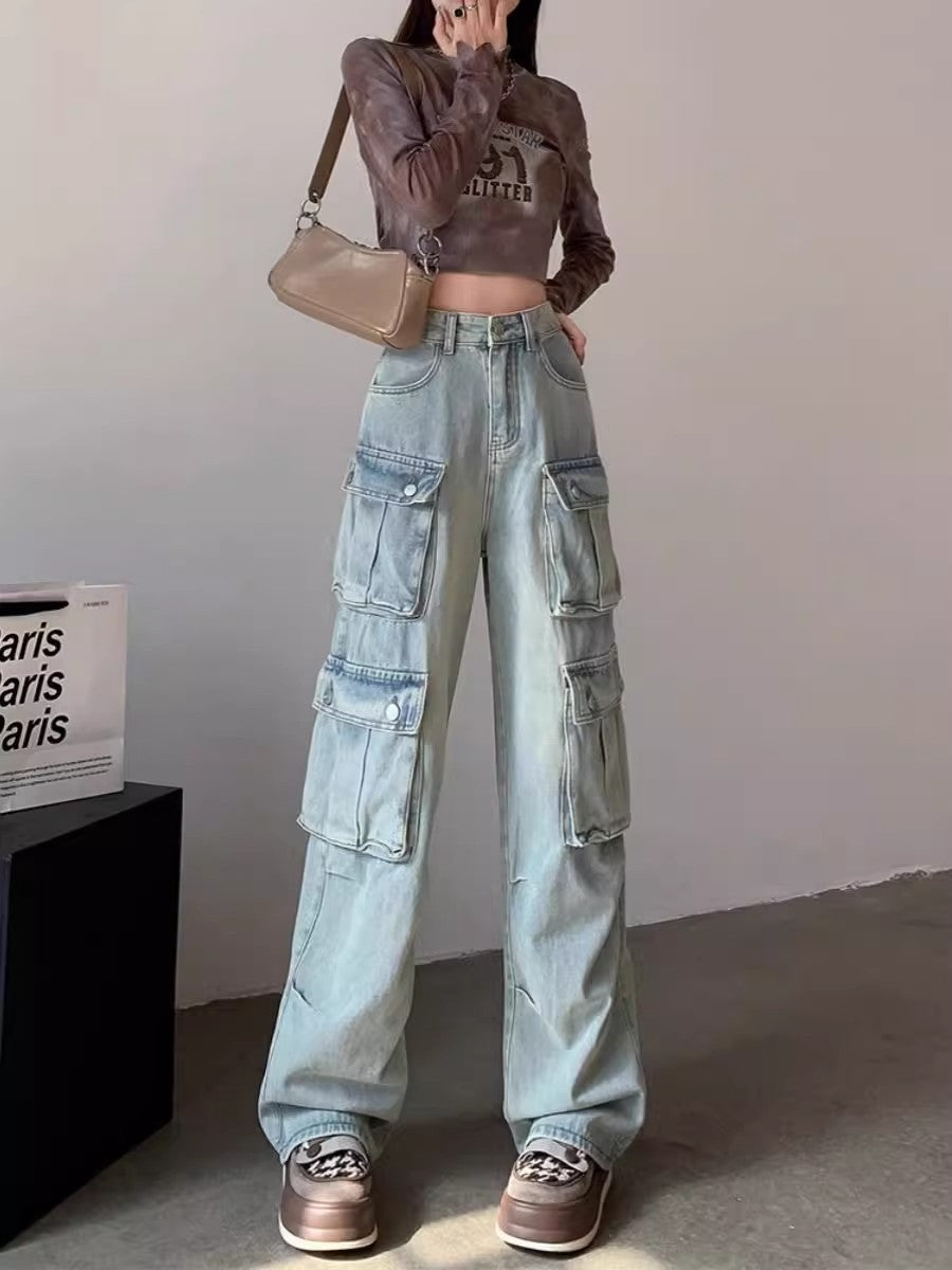 Women’s Loose Fit Cargo Denim Jeans