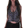 Women’s Denim Corset Vest Top with Deep Neckline