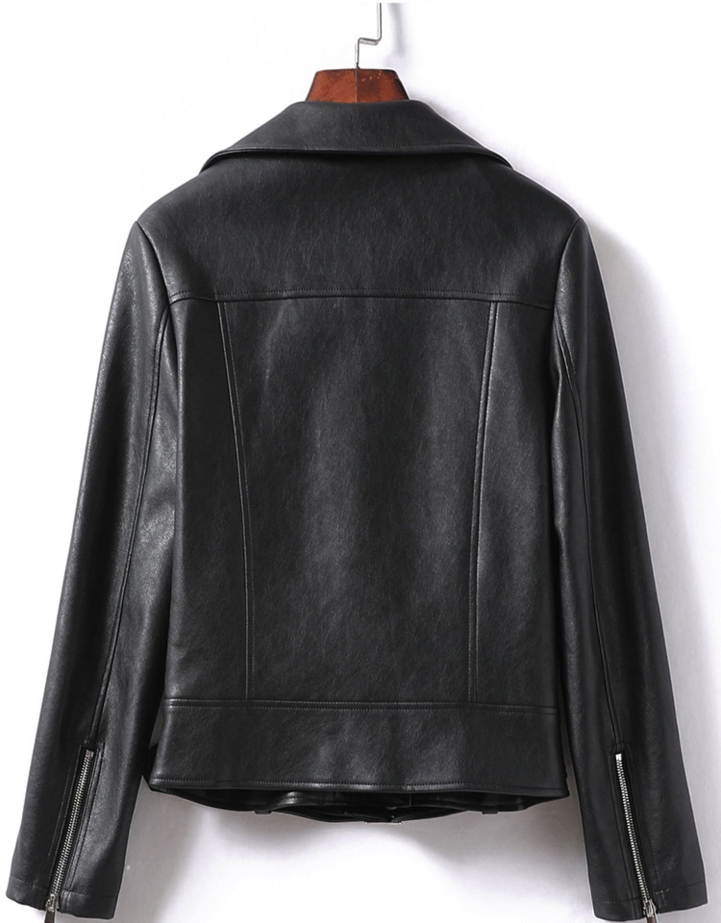 Women’s Leather Bomber Jacket Moto Style Zip Belted