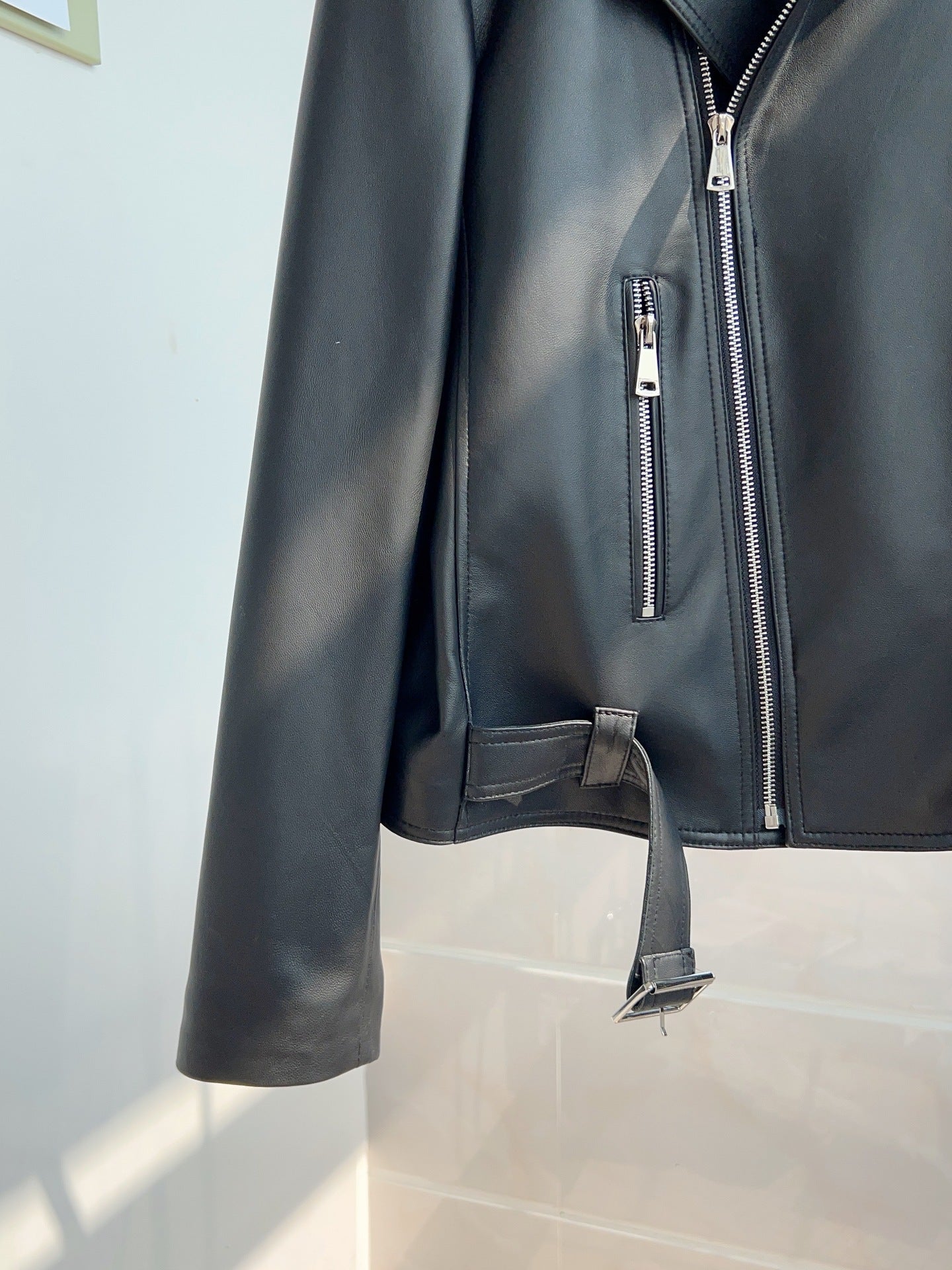 Women Black Leather Jacket Genuine Sheepskin Moto Bomber