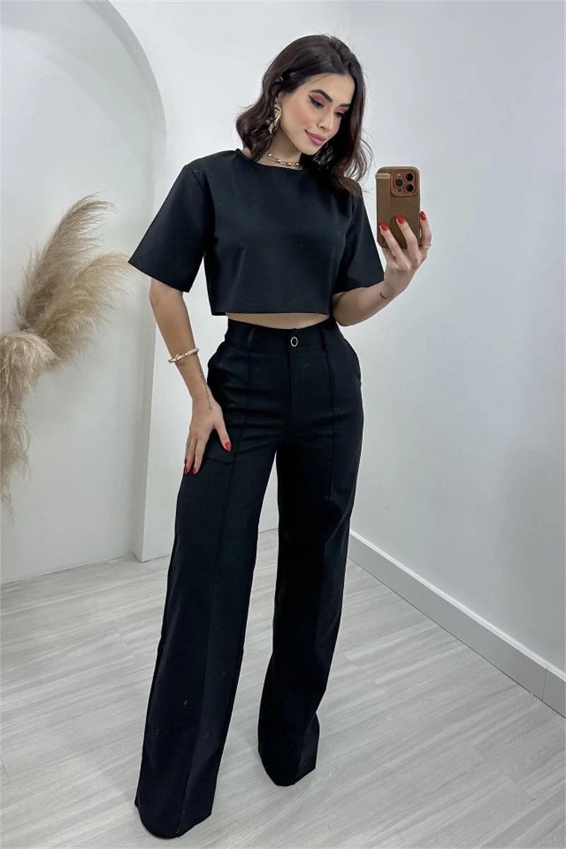 Women's Long Wide Leg Pants And Top