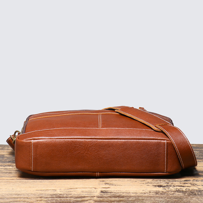 Leather Travel Office Bag with Trolley Strap