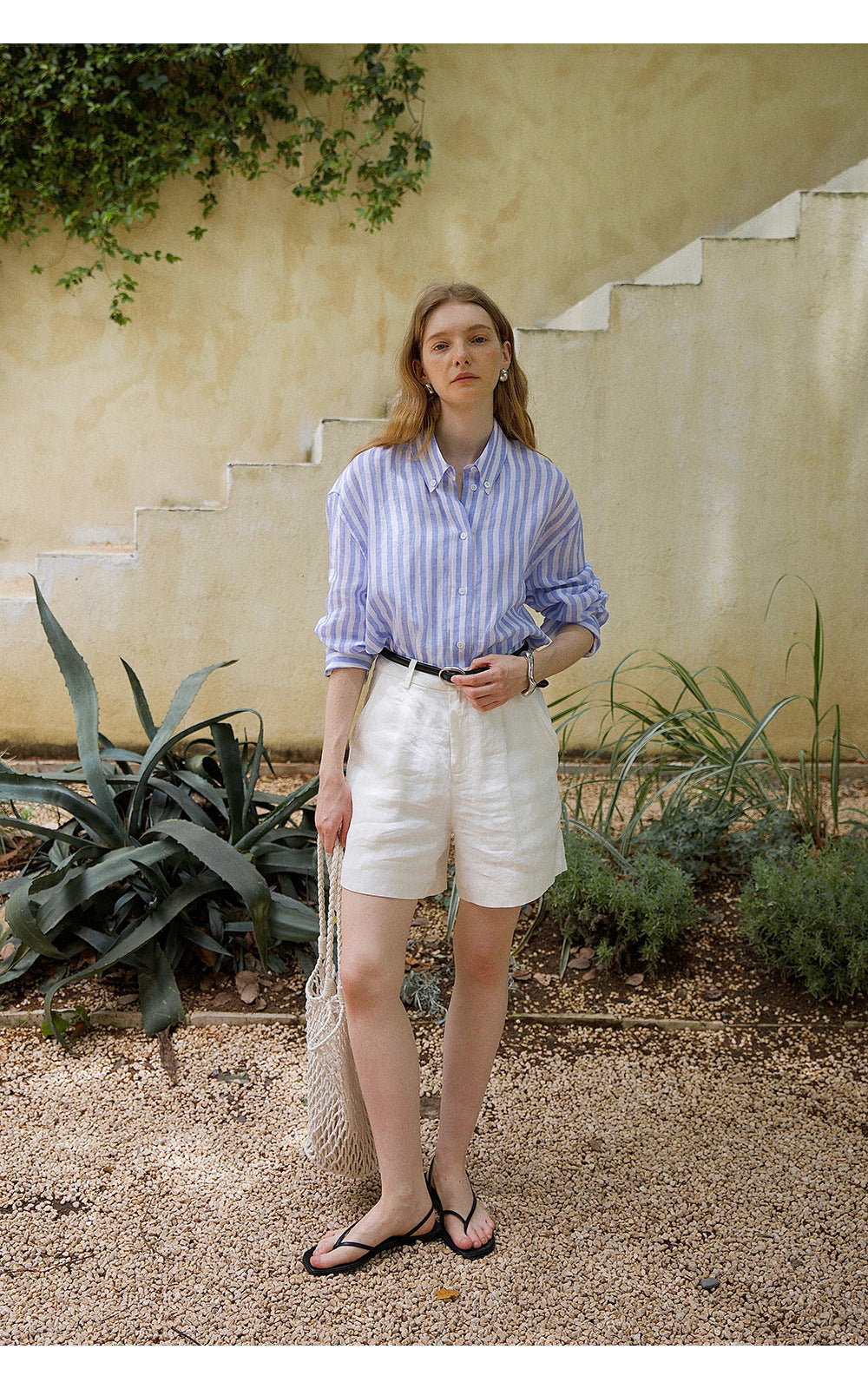 women summer beach linen shorts