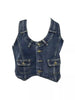 Women’s Denim Corset Vest Top with Deep Neckline