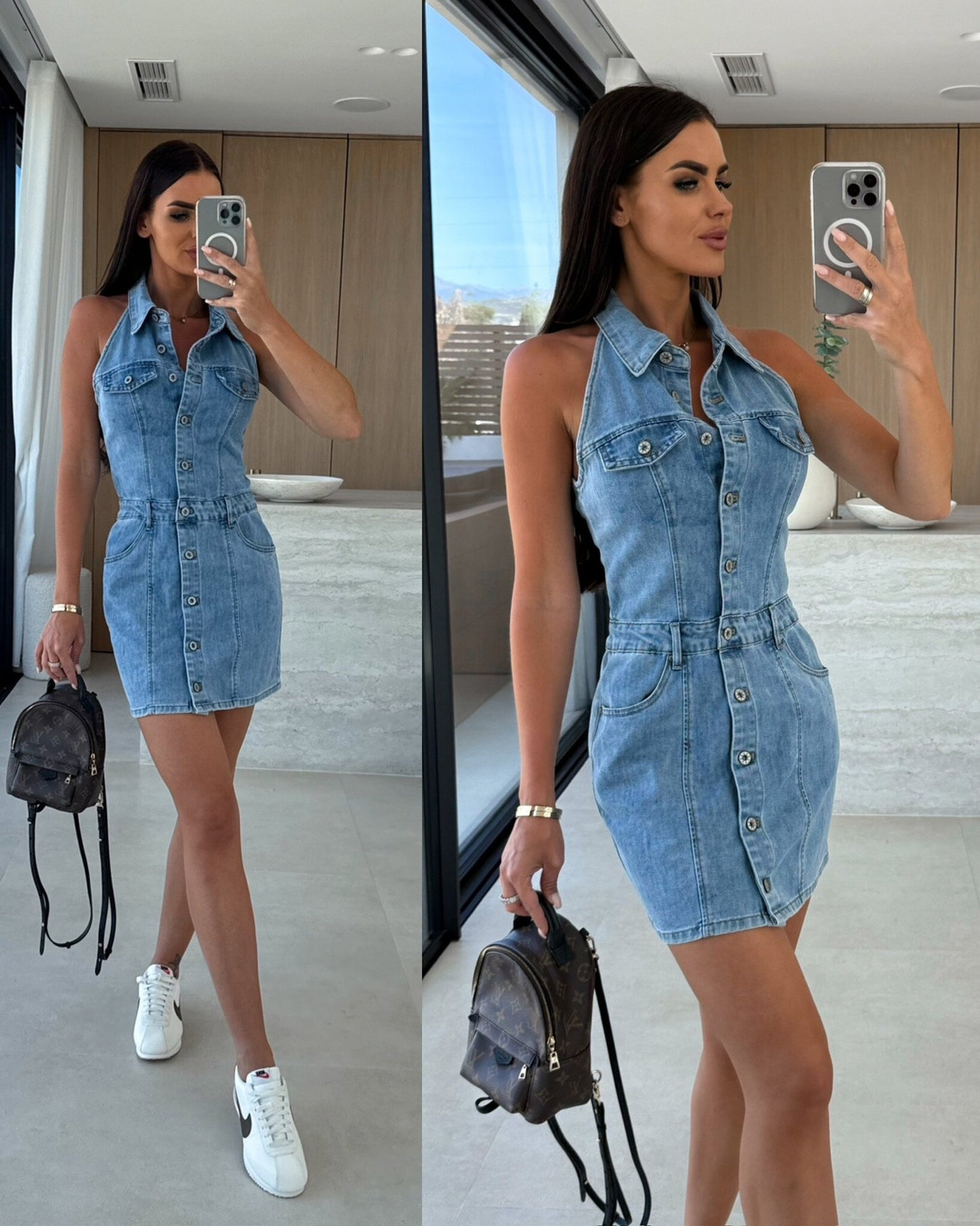 Women’s Sleeveless Blue Jean Mini Dress for Women