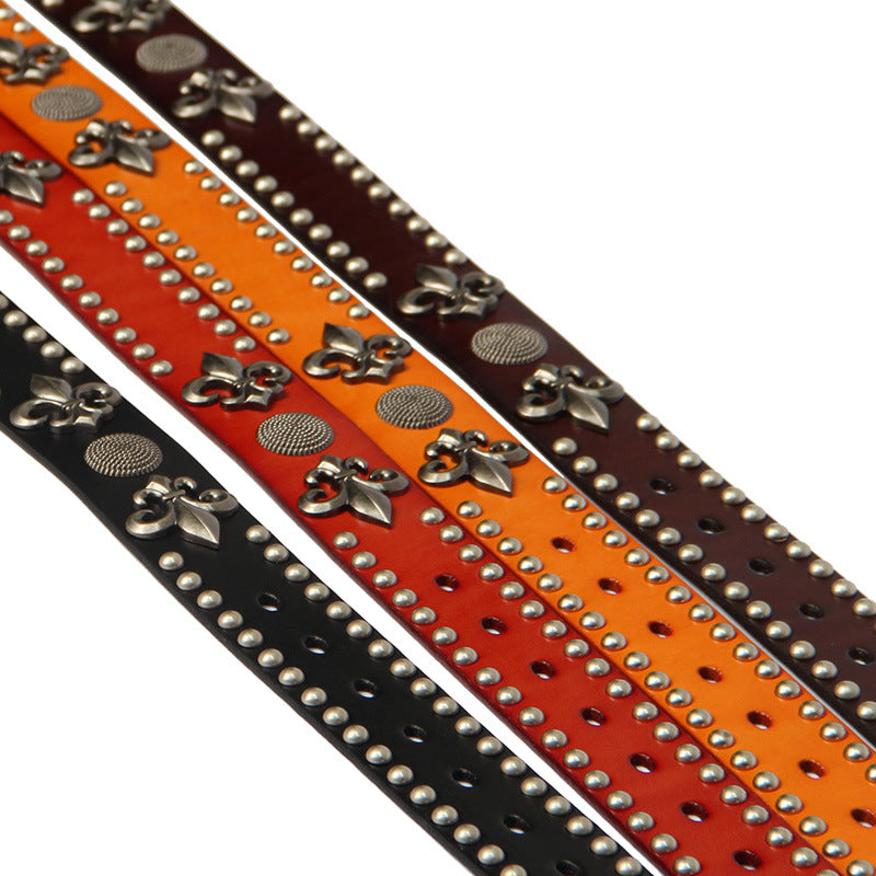 Studded Punk Leather Belt With Rivets