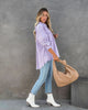Oversized Denim Long Jacket Women Frayed Hem