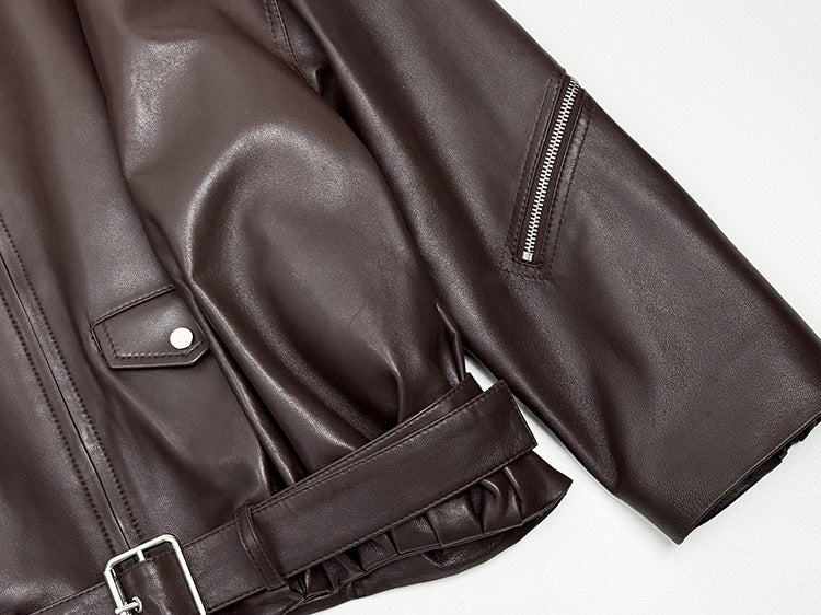 Women Oversized Leather Motorcycle Jacket