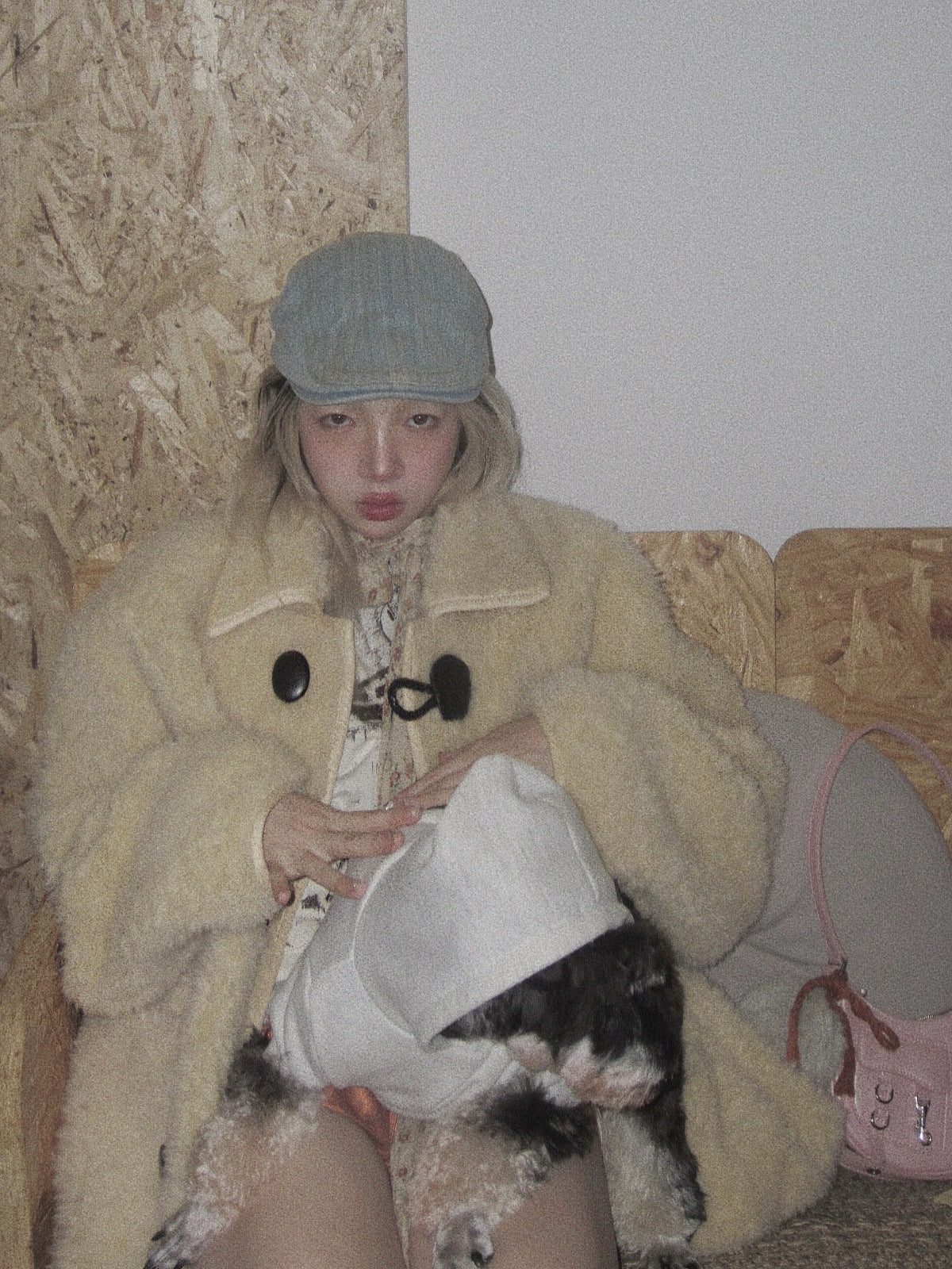 Women’s Full Wool Fur Coat Corn Yellow Shearling Winter Jacket