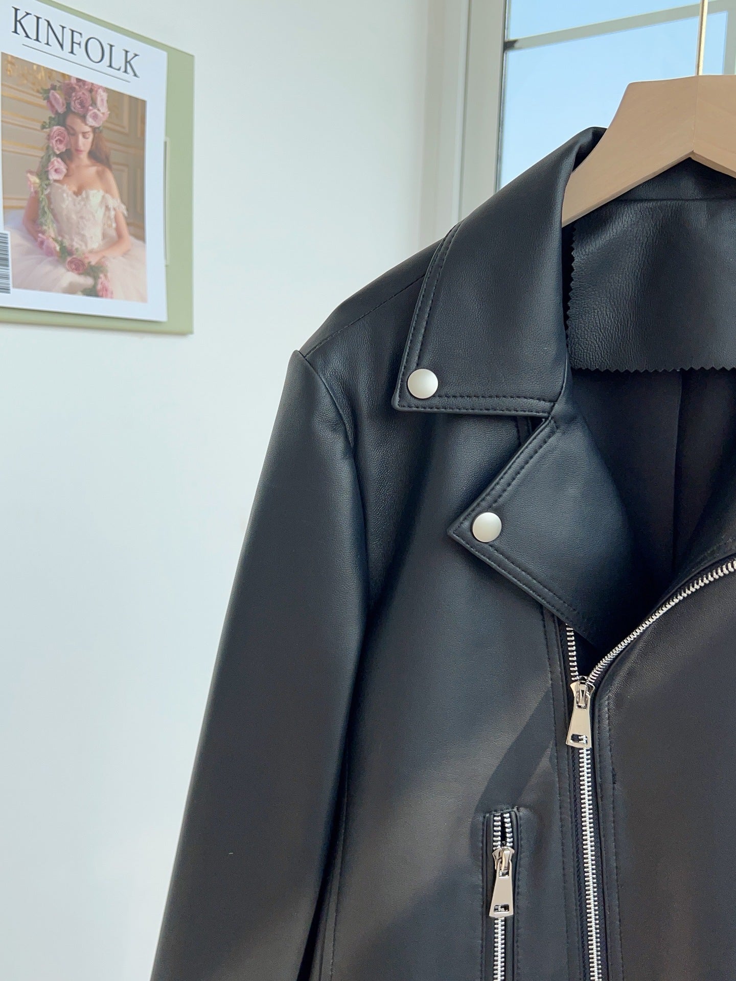 Women Black Leather Jacket Genuine Sheepskin Moto Bomber