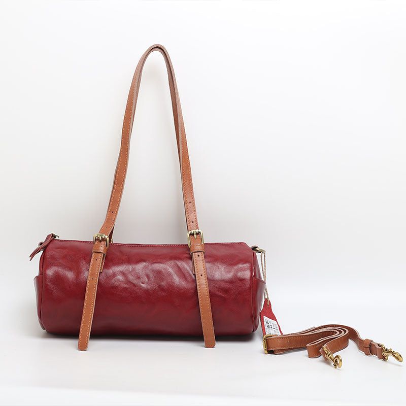 Women Leather Shoulder Bag Retro Underarm Pillow Purse