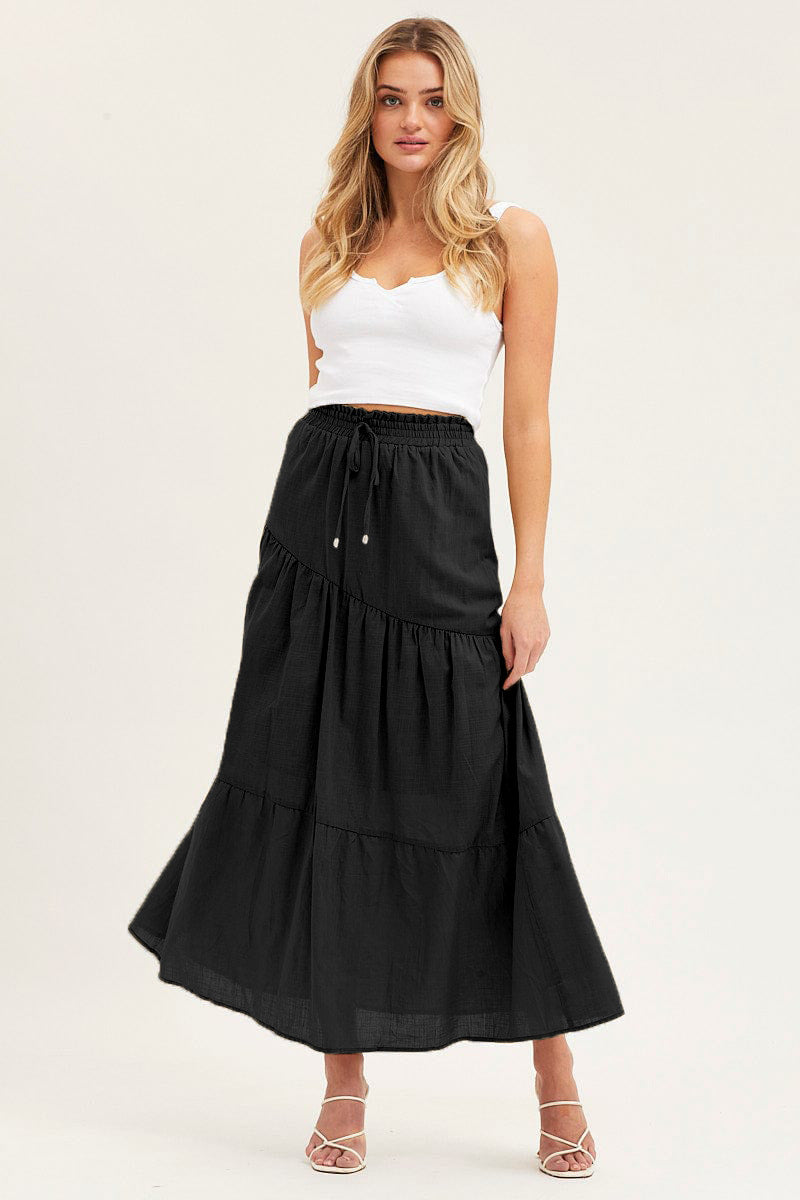 long pleated skirt Ruffle Hem Knot