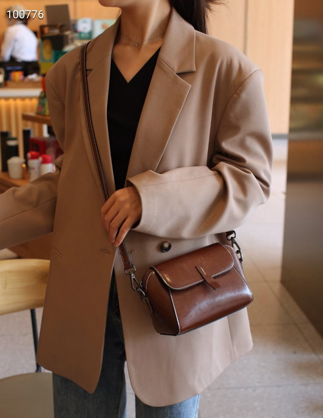 women small genuine leather crossbody bag