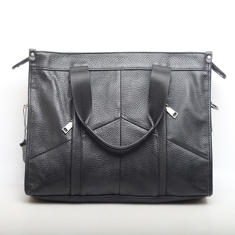 Black Leather Laptop Bag Messenger Shoulder Purse