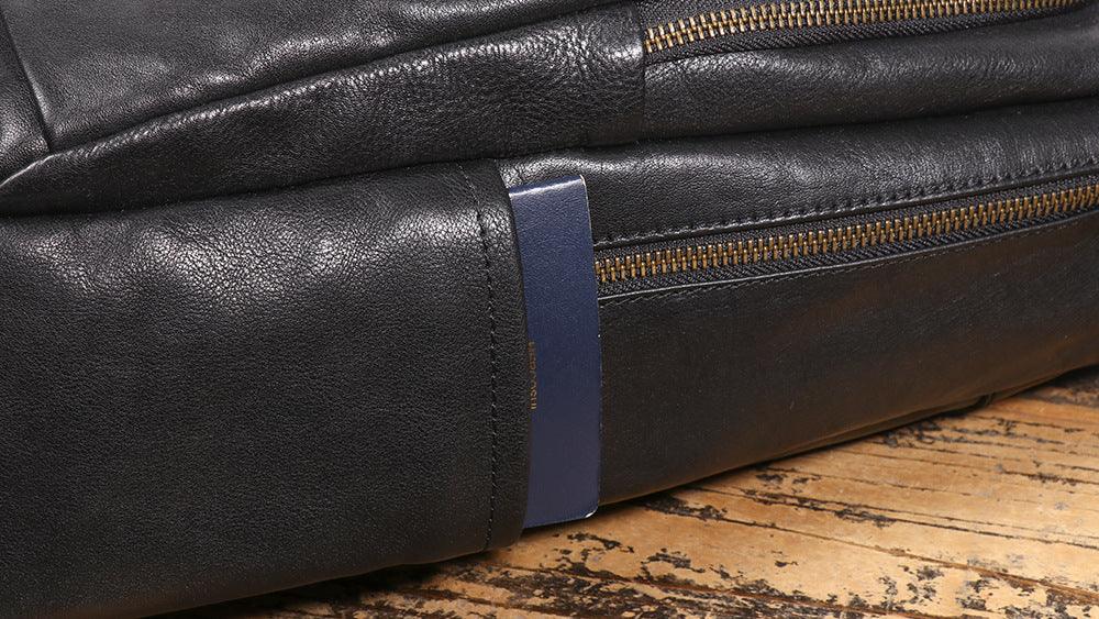 Men’s Leather Backpack with Trolley Sleeve Travel Laptop