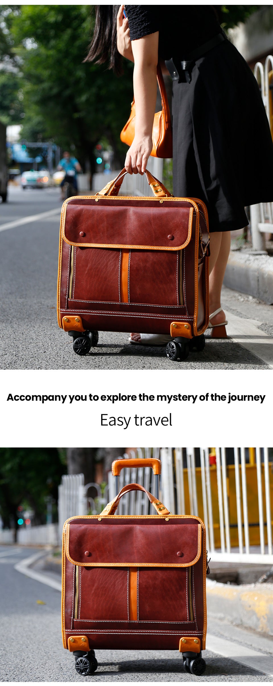 20 Inch Genuine Leather Trolley Case Cabin Luggage