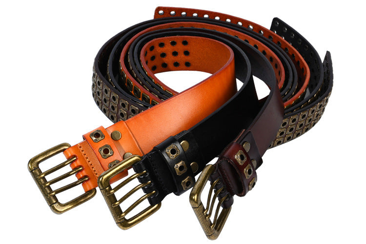 Studded Leather Belts with Rivets Western Cowboy