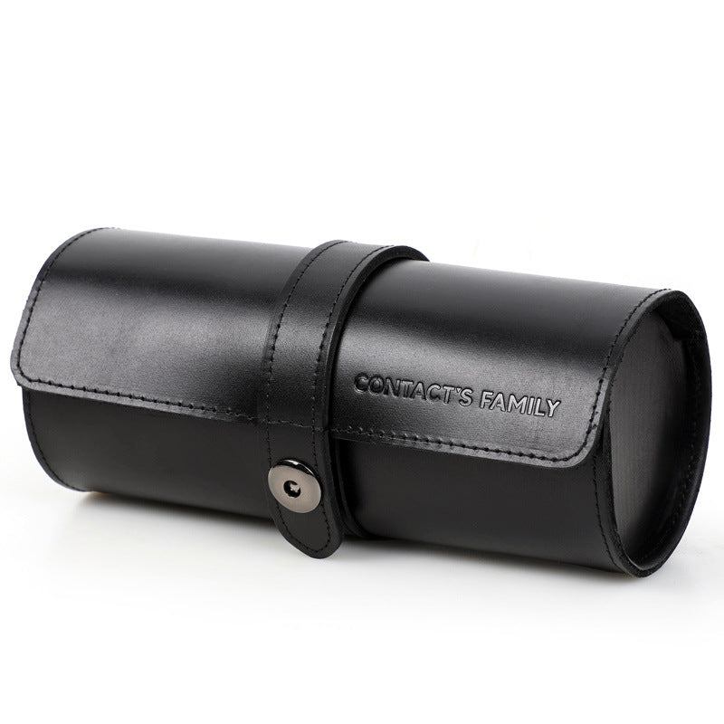 3 Slot Luxury Cylinder Leather Watch Organizer