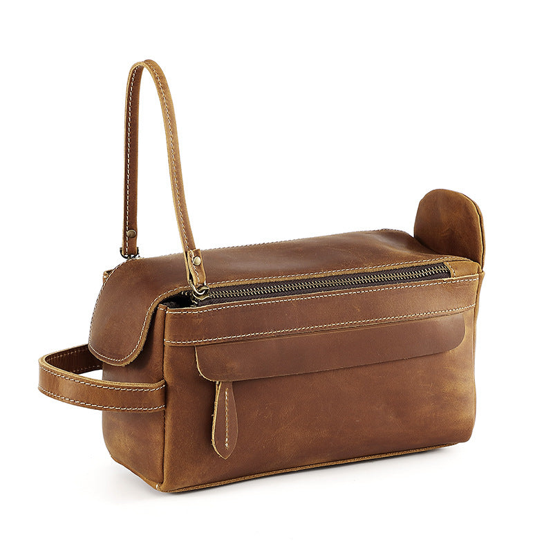 mens toiletry bag real leather