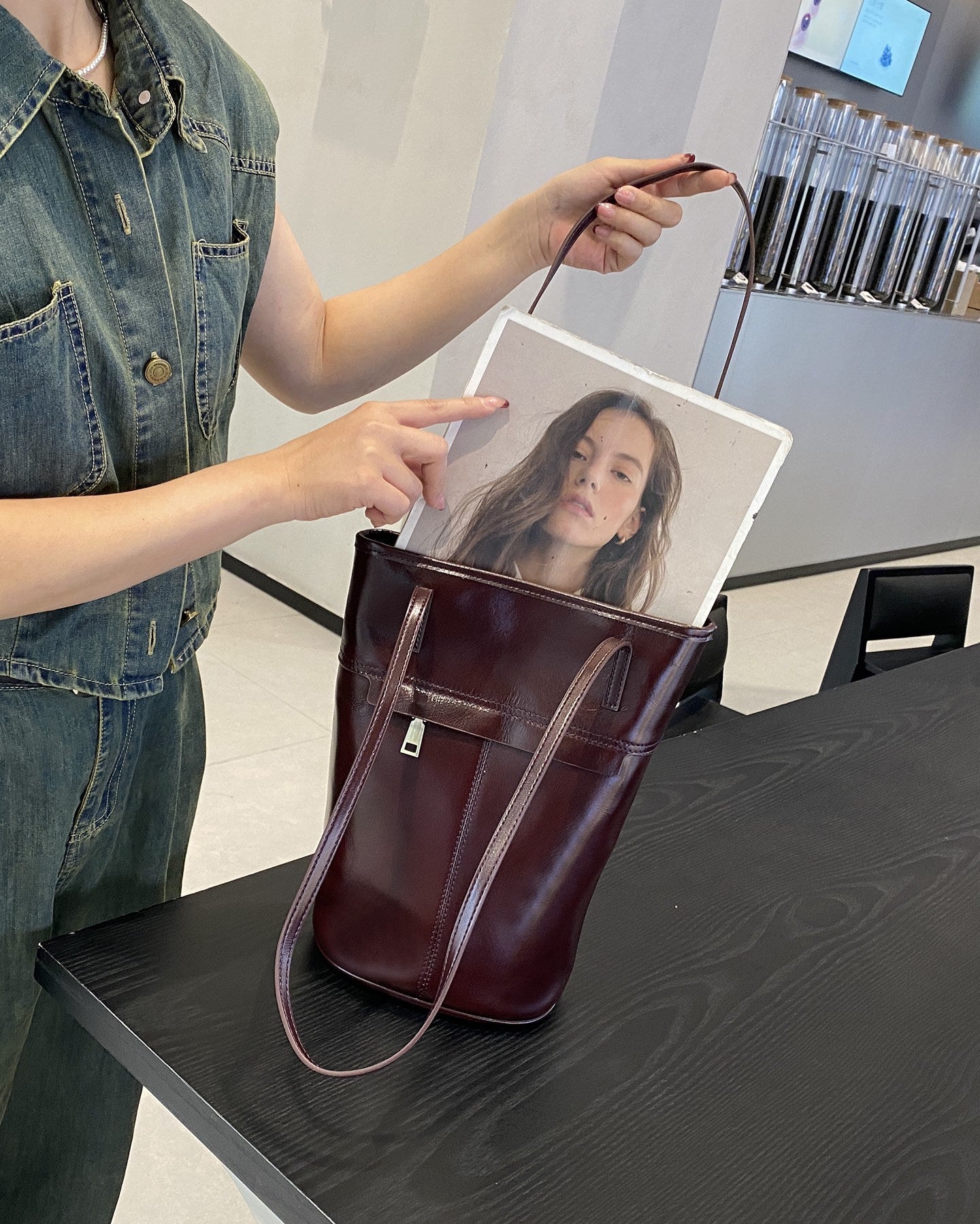 Women’s Leather Shoulder Bucket Purse