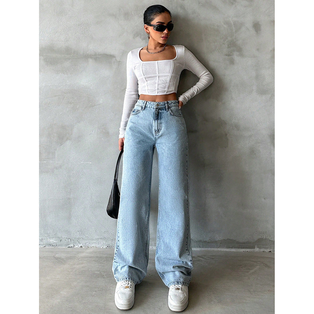 Straight-Leg Denim Jeans