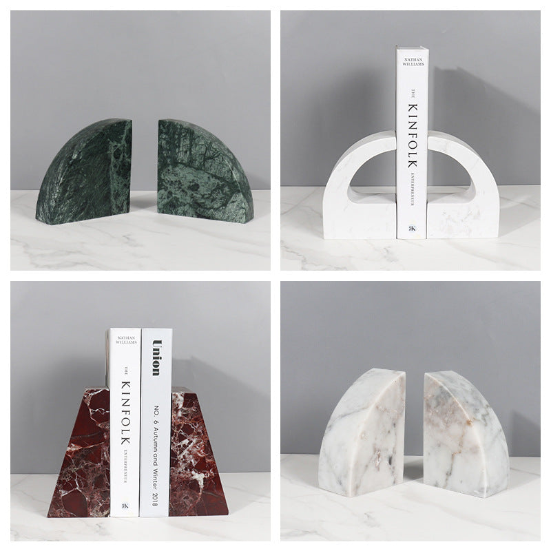 Modern Natural Marble Bookends for Home Office and Living Room