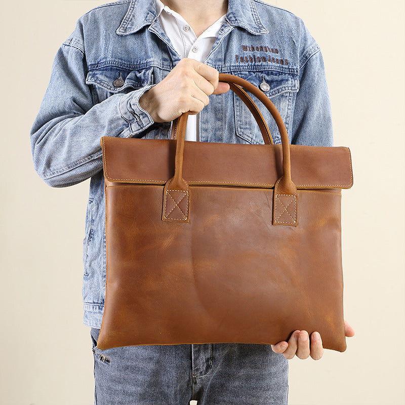 Genuine Leather Slim Briefcase Bag for Men