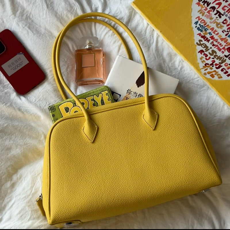 Genuine Leather Shoulder Bag for Women with Zipper Closure