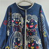 Retro Embroidered Denim Jacket for Women