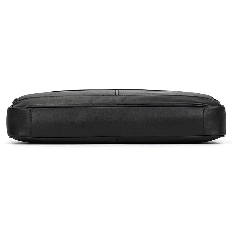 Genuine Leather Carry-On Office Bag with Trolley Strap
