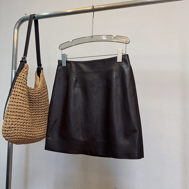 Women’s Genuine Leather Mini Skirt High Waist