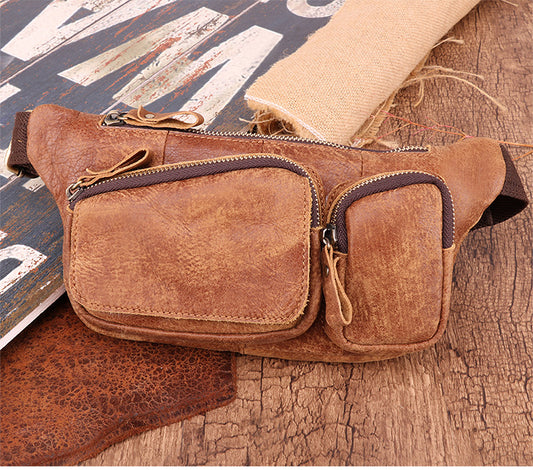 Genuine Leather Men's Chest Crossbody Bag