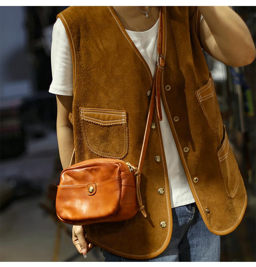 Women Leather Messenger Pillow Bag