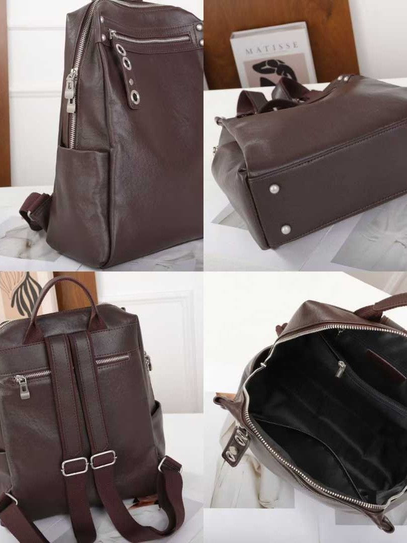 small leather backpack for women
