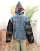 Oversized Hooded Patchwork Jean Jacket Western Aztec