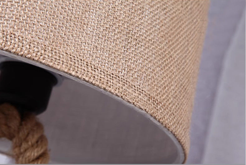Handmade Rope Linen Table Lamp for Rustic Bedroom
