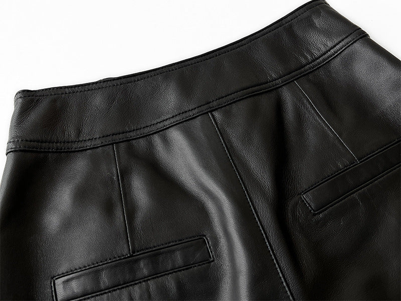 Women’s Leather High Waist Shorts Wide Leg